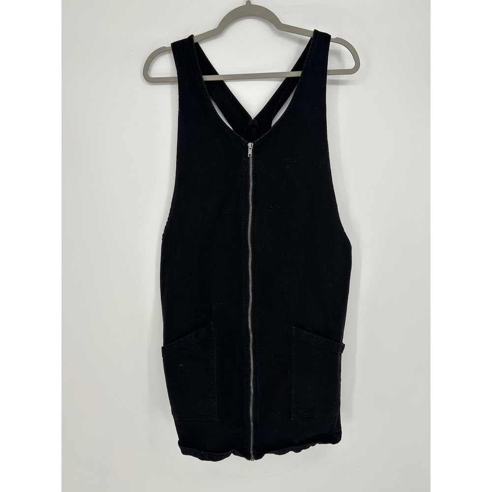 Black Utility Romper XXL Sleeveless Zip Front Cargo Pockets Edgy Streetwear